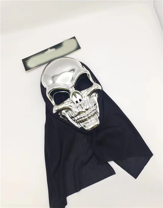 SILVER SKULL MASK HOOD