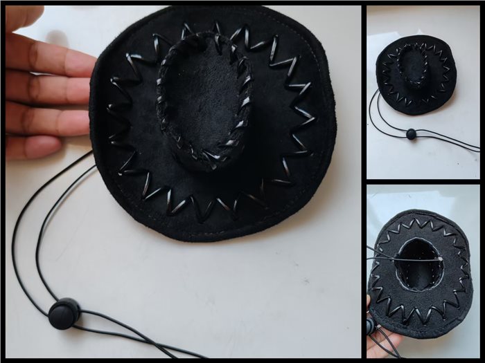 Mini  cowboy hat with elastic band，black