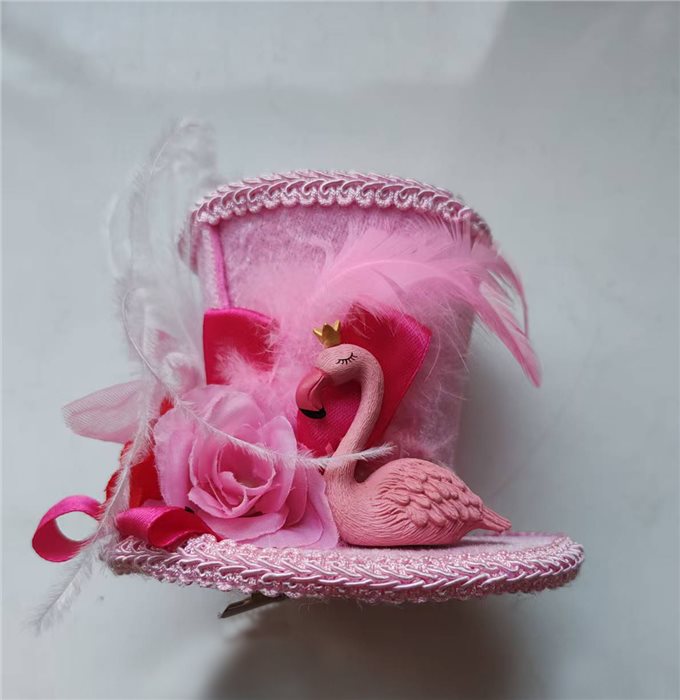 MINI HAT WITH PLASTIC FLAMINGO