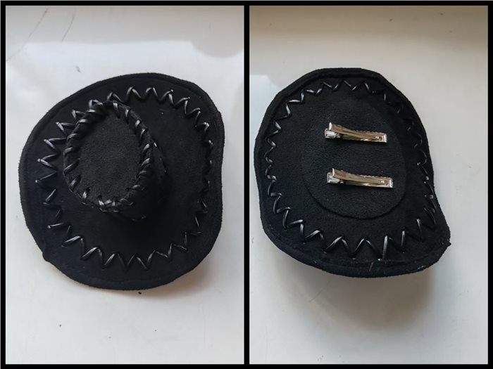 Mini  cowboy hat with hair clip，black