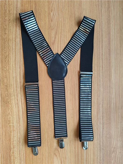 4CM SILVER SEQUIN STRIPS SUSPENDER
