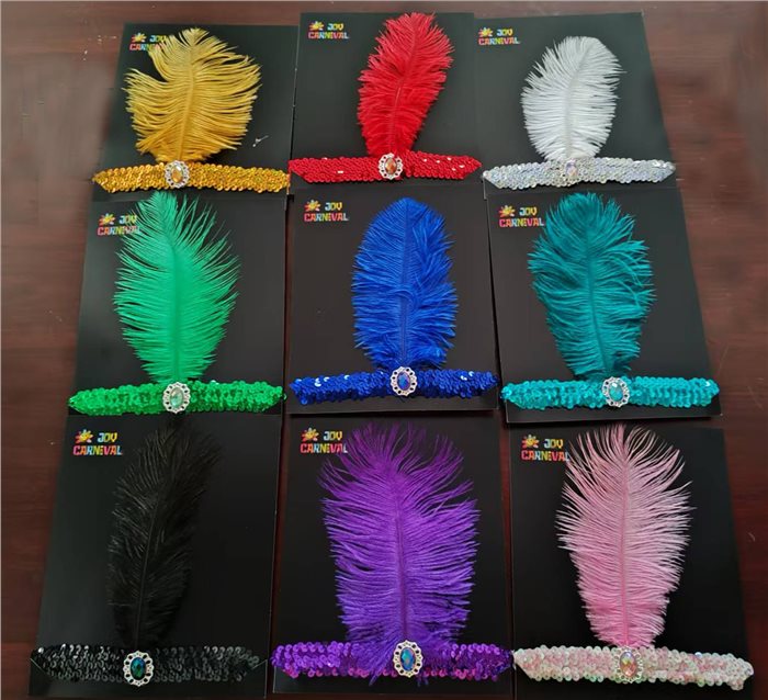 SEQUIN HEADBAND WITH FEATHER