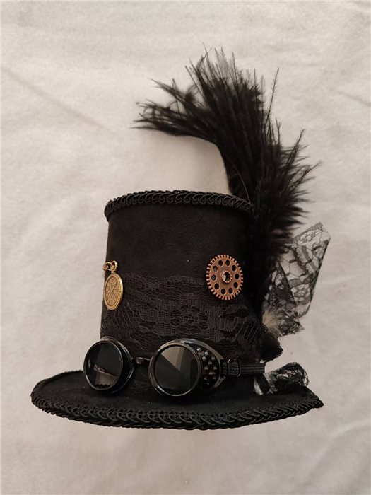 Steampunk mini hat black，with clips