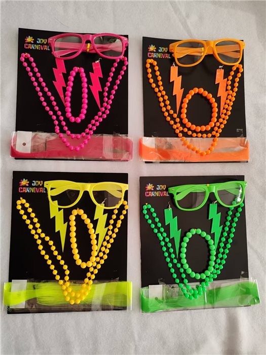 NEON SET(necklace, bracelet，earrings, glasses，hair extension)