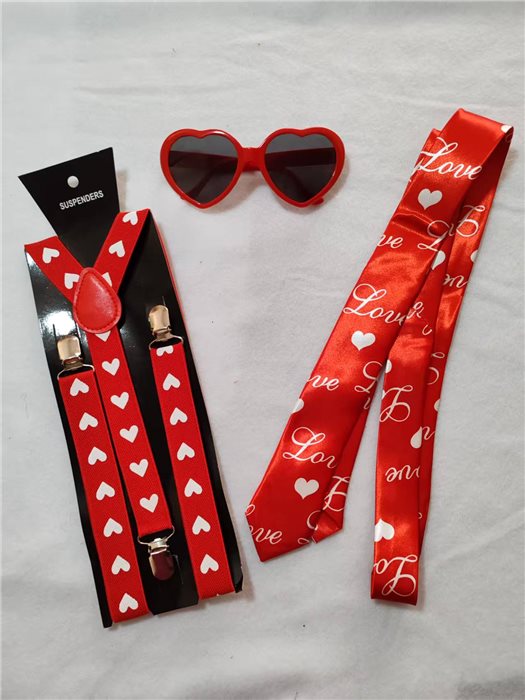 GLOVE SUSPENDER GLASSES TIE SET