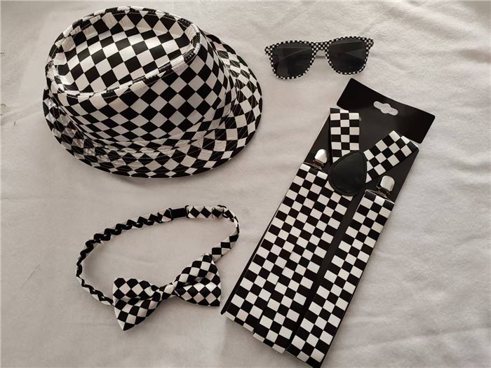 BLACK WHITE CHECKERED SET,4pk