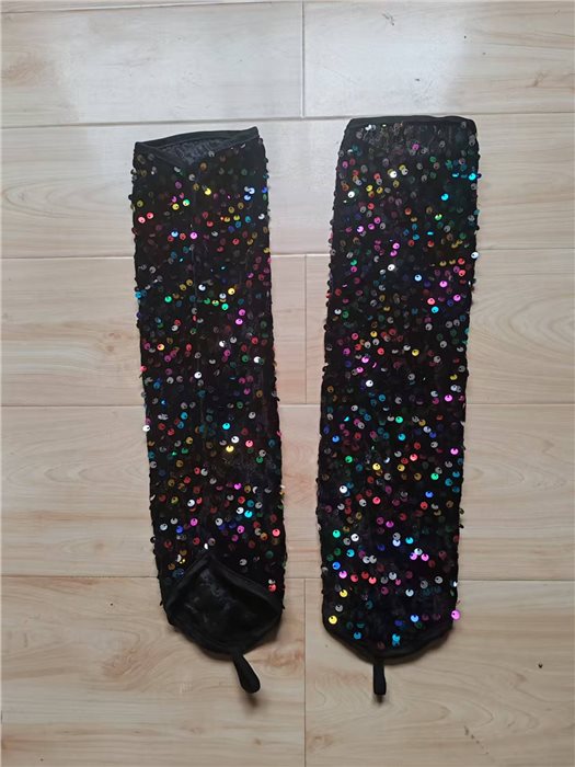 BLACK VELVET GLOVES WITH SEQUIN, 40cm