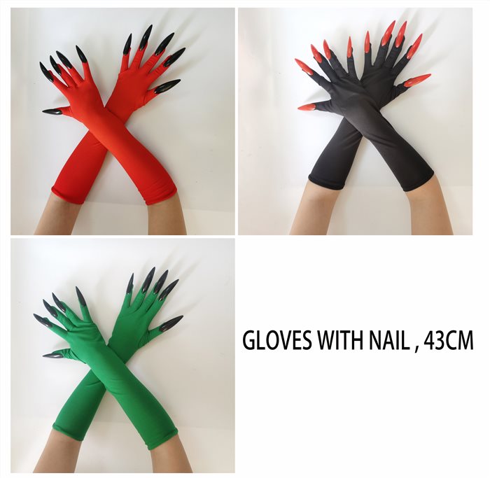 GLOVES WITH NAILS, 43CM