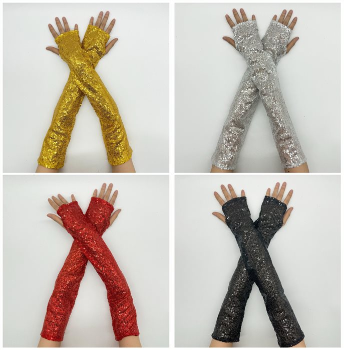 sequin fingerless gloves  (49cm)