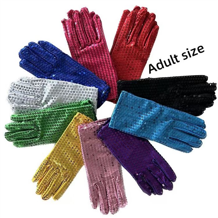SEQUIN GLOVES SHORT, 23CM