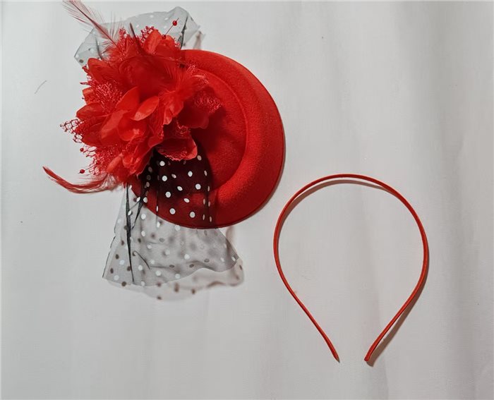 mini beret hat with flower，black